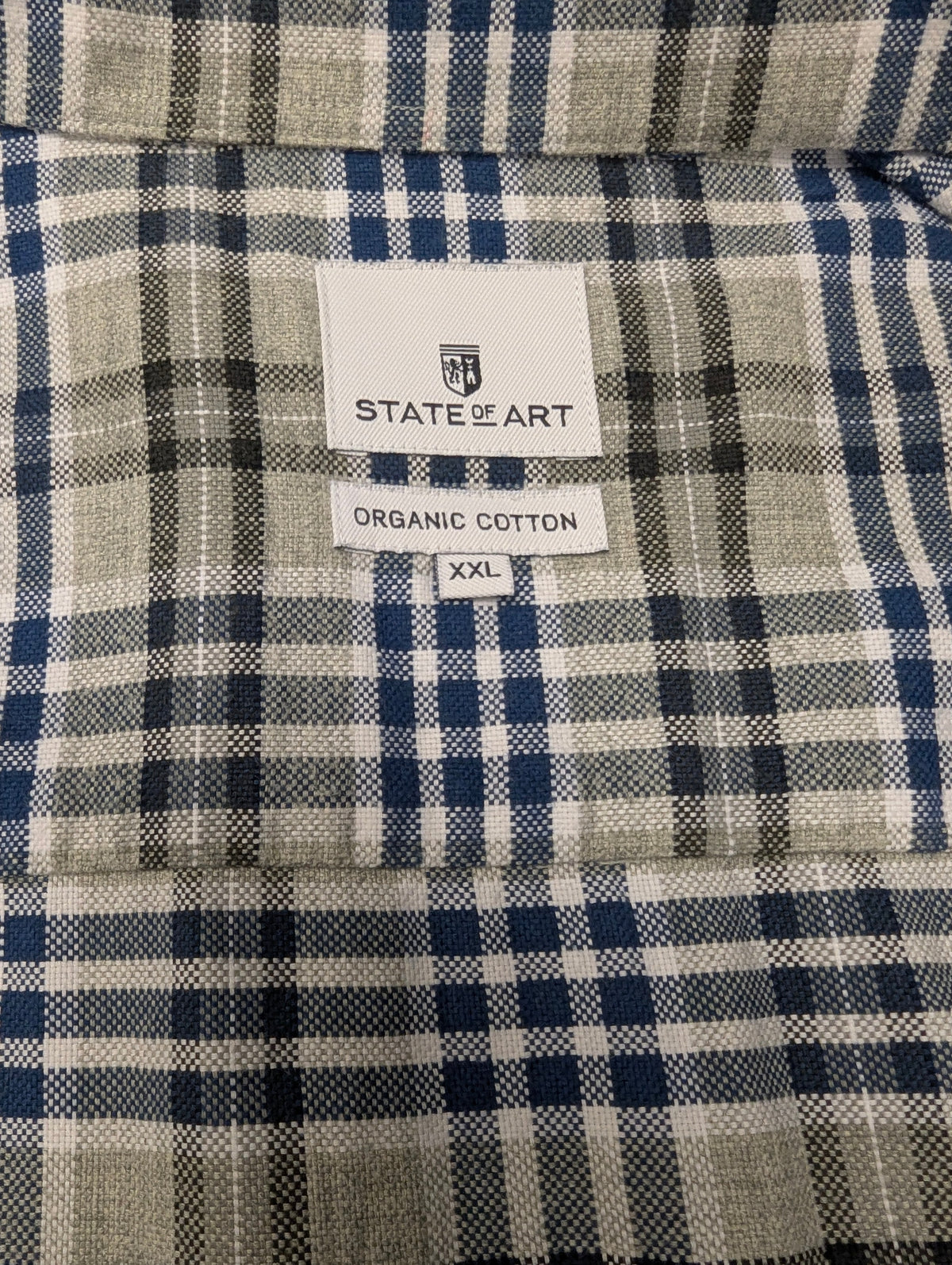 State of Art Flanellen overhemd. Grijs Blauw Wit geruit. Maat 2XL / XXL.