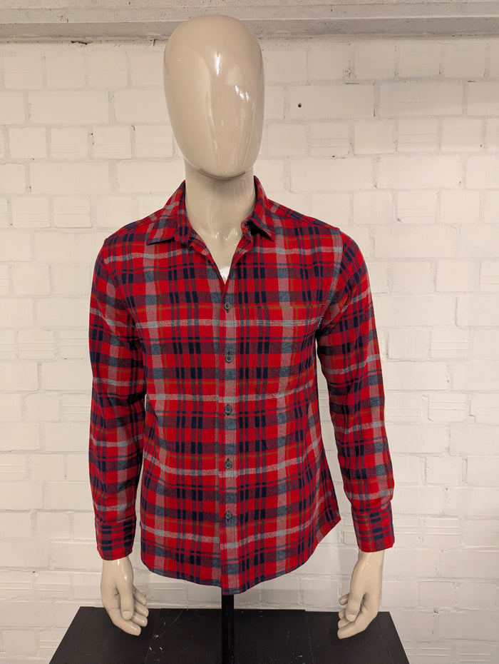 Eddie Bauer Flanellen overhemd. Rood Grijs Zwart geruit. Maat M.