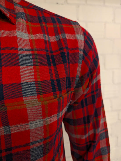 Eddie Bauer Flanellen overhemd. Rood Grijs Zwart geruit. Maat M.