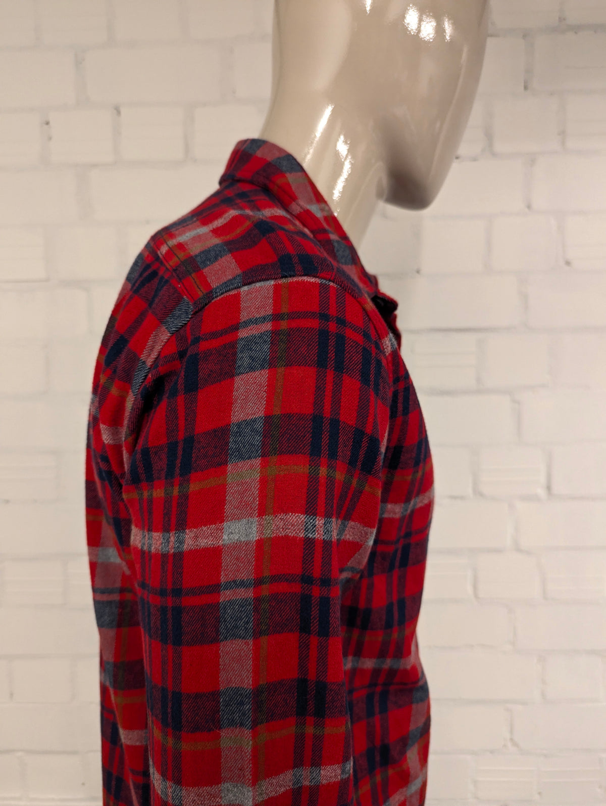 Eddie Bauer Flanellen overhemd. Rood Grijs Zwart geruit. Maat M.