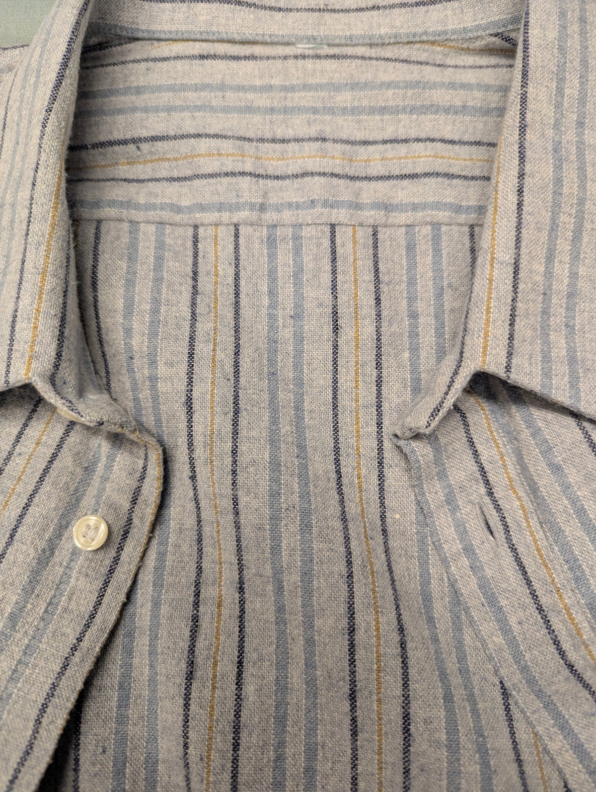 Vintage Flanellen overhemd. Blauw Bruin gestreept. Maat 3XL / XXXL.  #839.