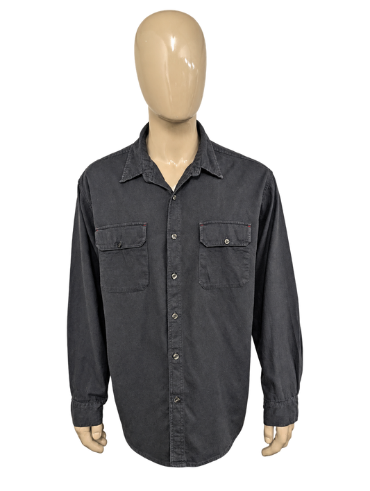 Vintage Levi's Red Band Flanellen overhemd. Grijs gekleurd. Maat 2XL / XXL. – voorzijde, vrijstaand.