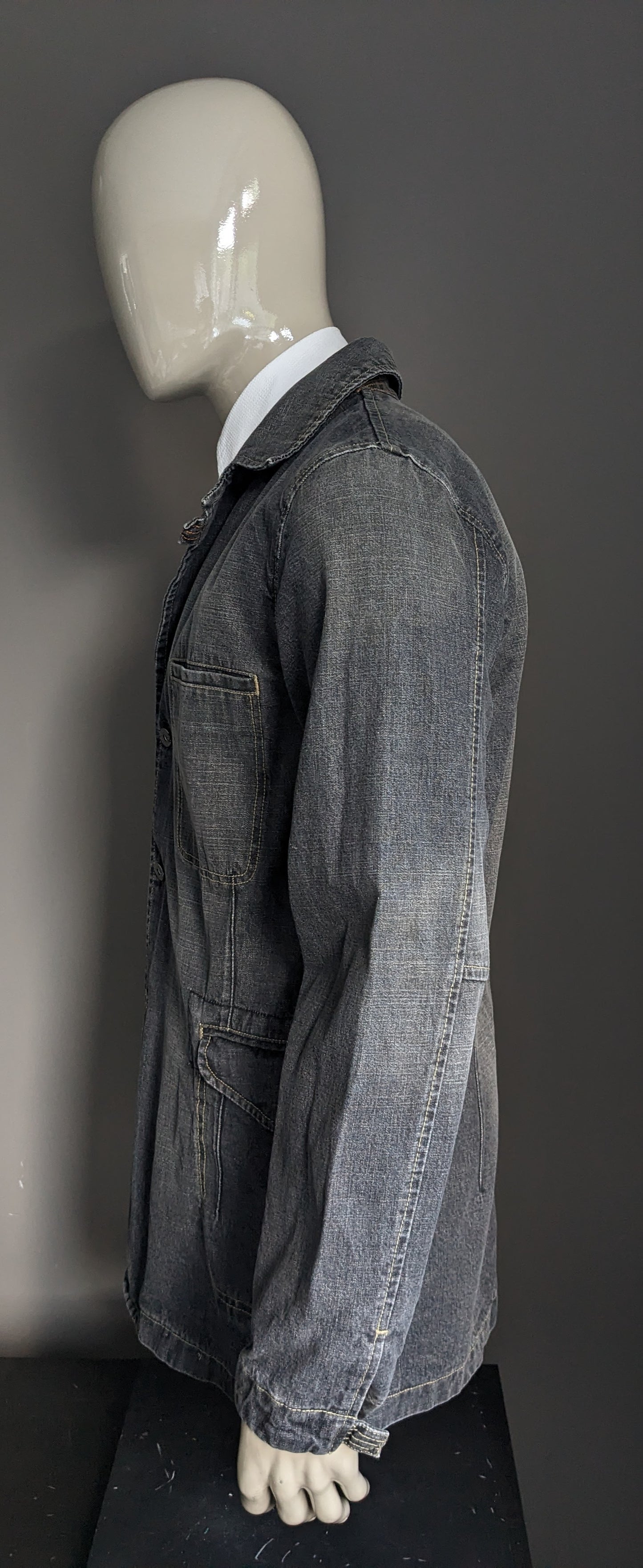 Nautica jeans half -length jens fabric jacket/ jacket. Gray black colored. Size M.
