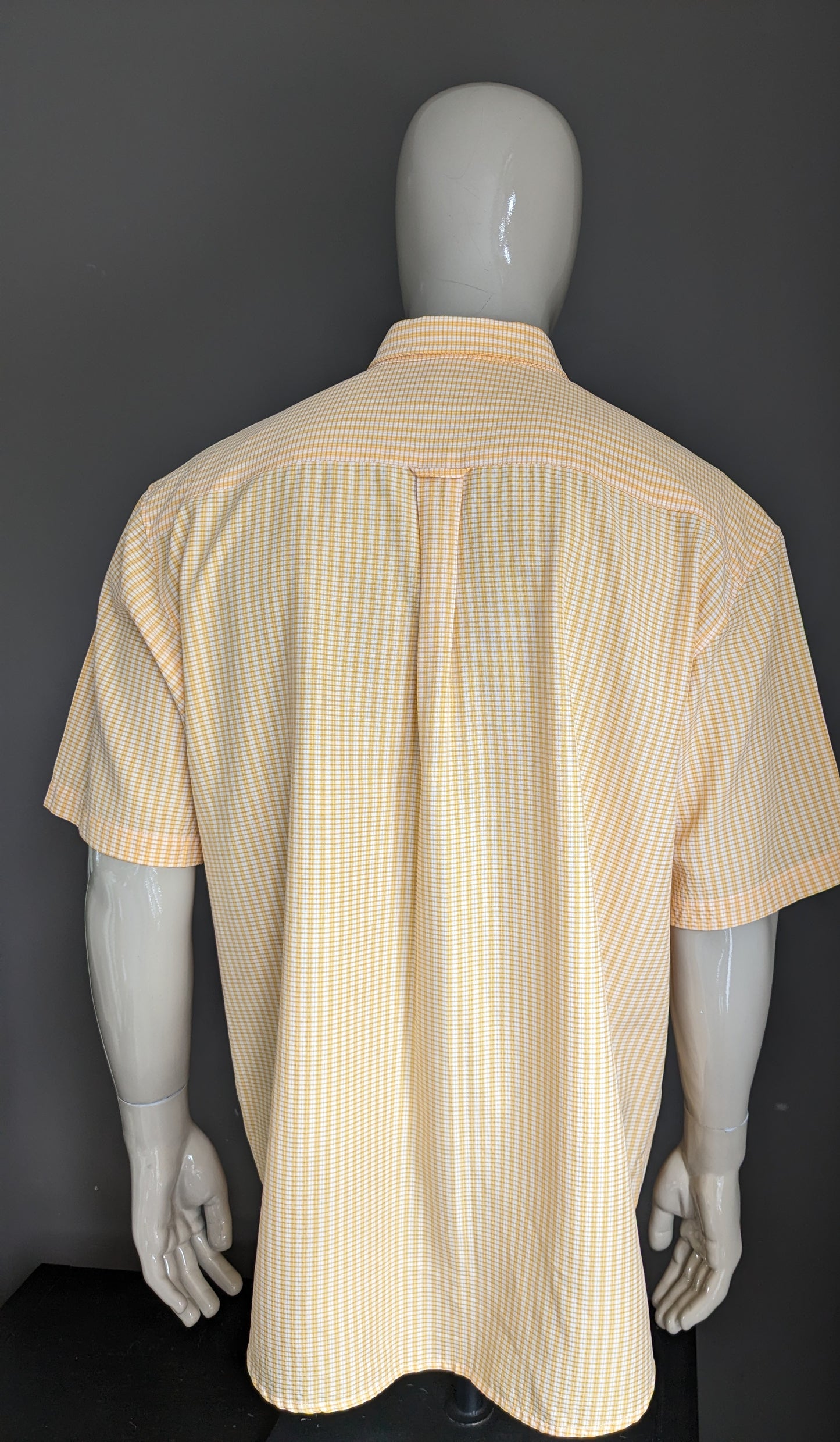 Camisa de club casual vintage manga corta. Motivo de color beige naranja. Tamaño XL / XXL-2XL.