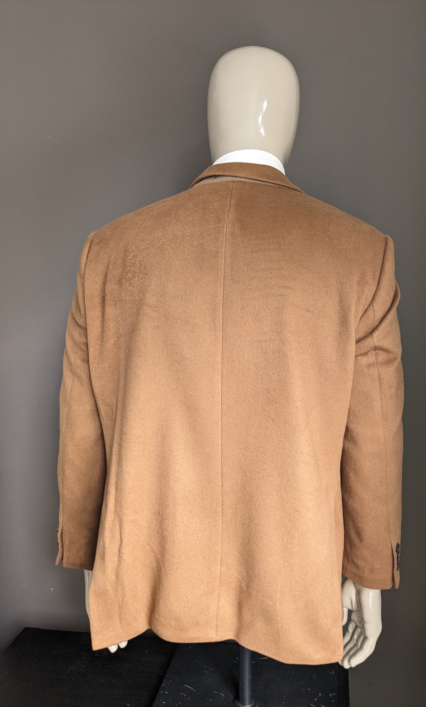 B Scelta: giacca cashmere. Su misura per Van Lange. Colorato marrone. Dimensione 26 (52 / L) manica di danno.