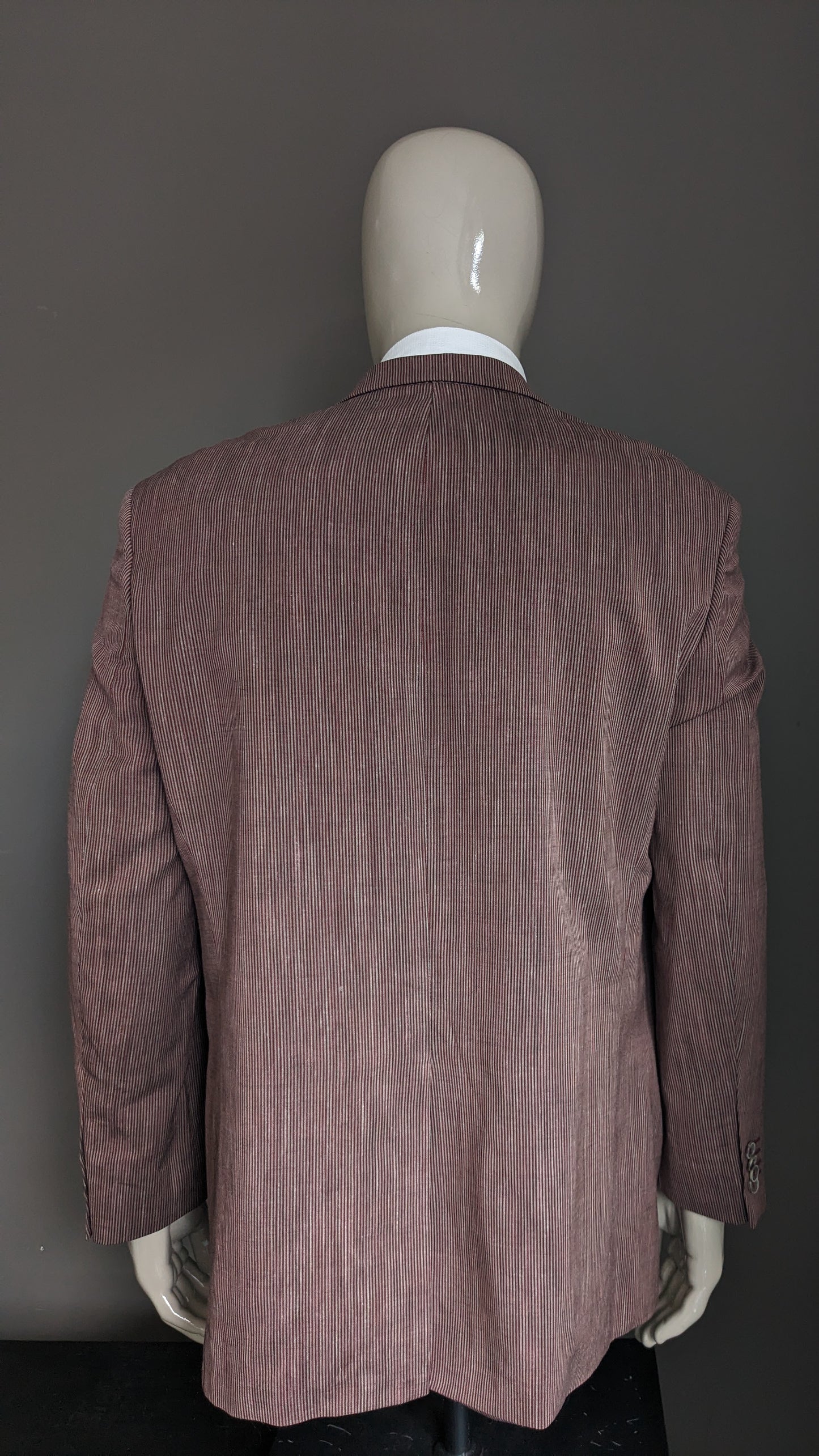 Chaqueta de seda de lana de lana Bogart. Rayado rojo gris. Tamaño 52 / L.