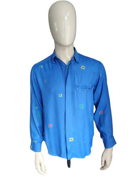 PAL ZILERI Vintage camisa. Azul de color. Tamaño S.