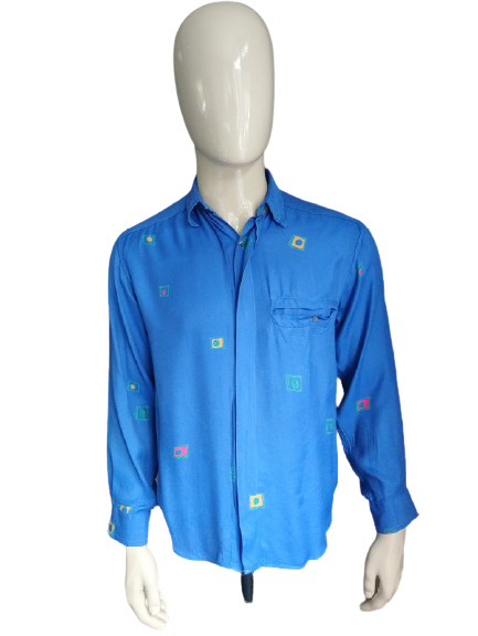 Vintage Pal Zileri Hemd – blau mit Aufdruck – Größe S