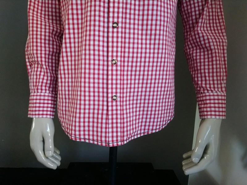 Landhaus vintage overhemd. Rood Wit geblokt. Maat M - ecogents