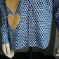 Vintage overhemd. Blauw Wit met jute applicaties. Maat XL - ecogents