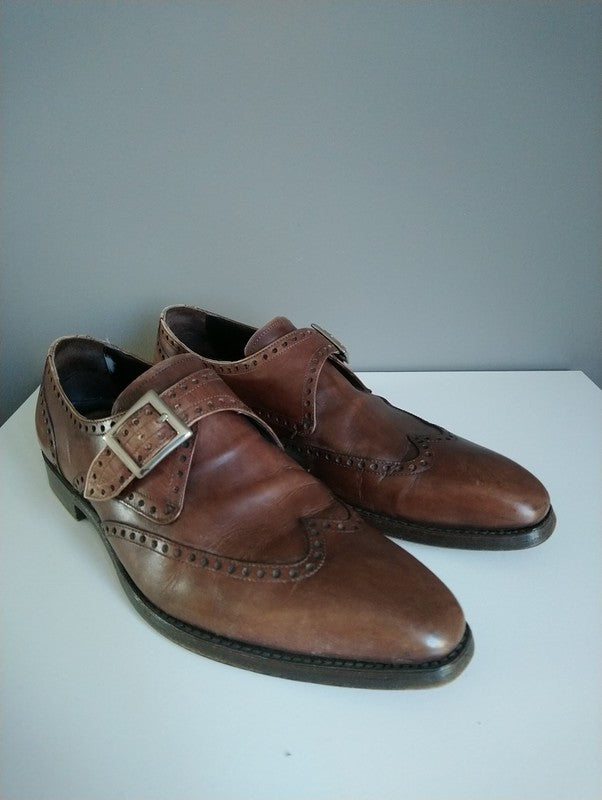 Zapatos de hebilla de cuero greve. Color marrón. Tamaño 6.5 / 40