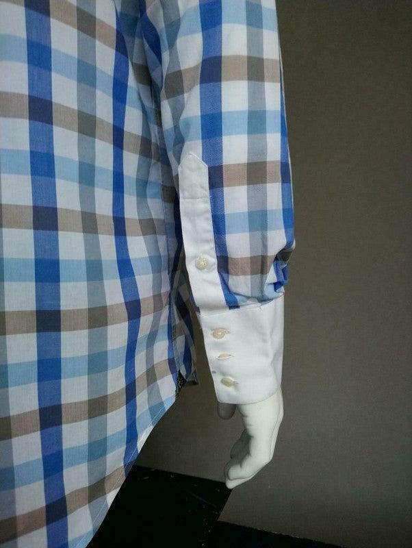 Circle of Gentlemen overhemd. Blauw/wit geblokt. Maat 42 / L - EcoGents