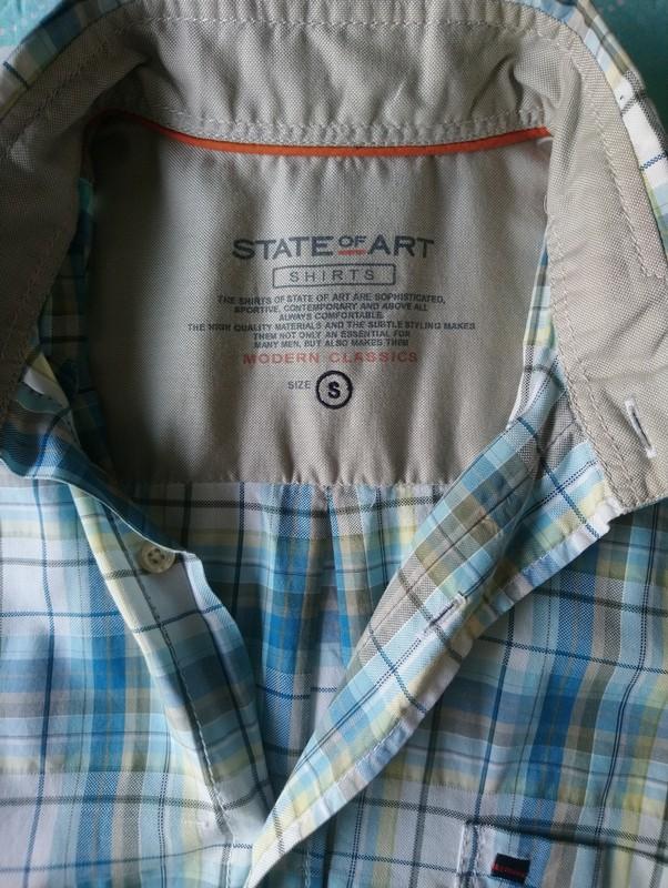 State of Art overhemd met korte mouwen. Blauw Wit. Maat S / M. - ecogents