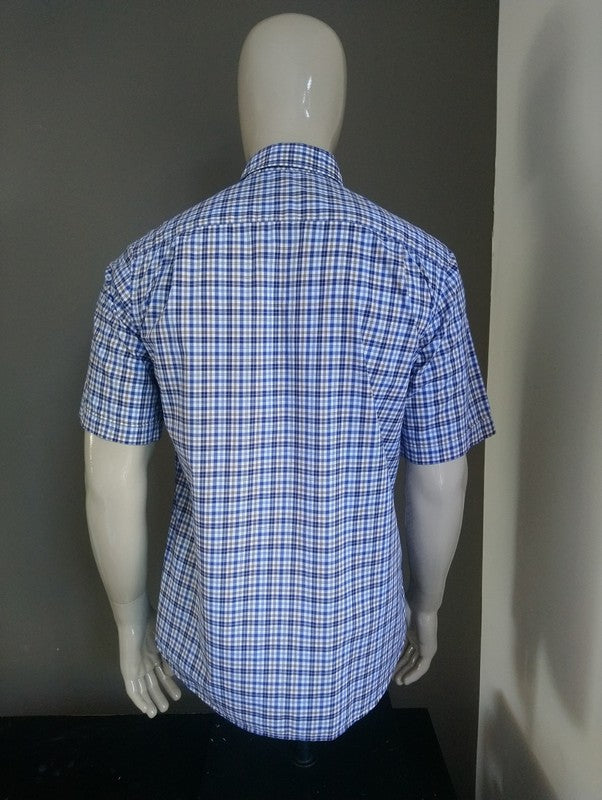 Paul and Shark shirt, short sleeve. Blue white brown. Size 40 / m