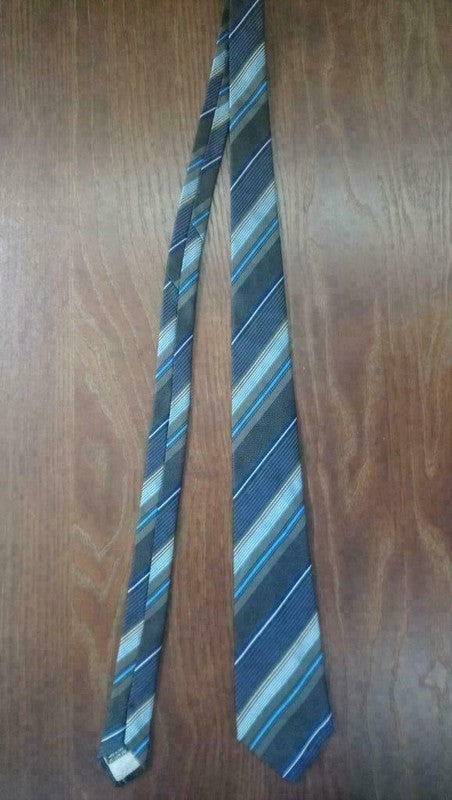 Corbata de seda mexx. Azul / gris a rayas.