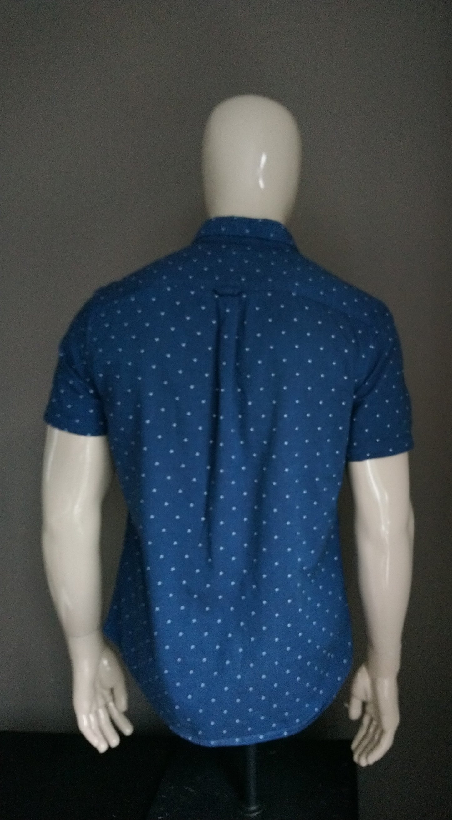Burton Menswear Shirt Short Sleeve. Impression blanche bleue. Taille M.