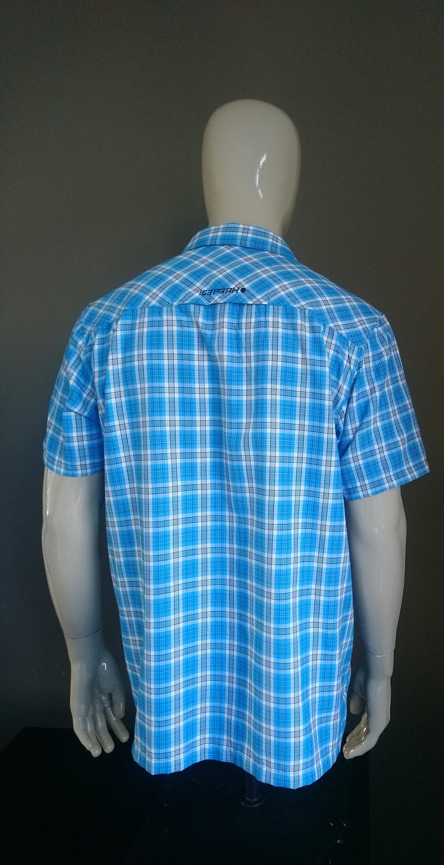 Shirt Icepeak manica corta. Verde bianco blu controllato. Taglia XL.