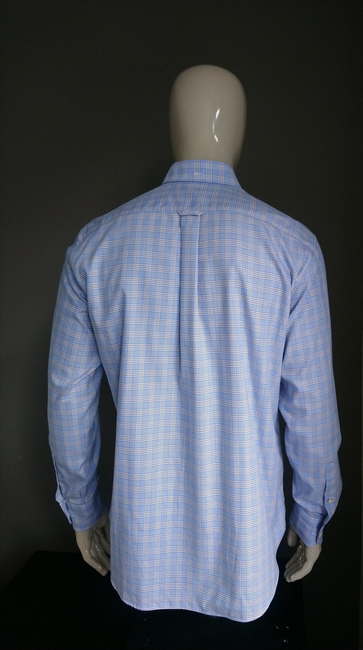 Gant shirt. Blue white brown checked. Size L. Regular Fit. Glencheck Twill. Light stretch.