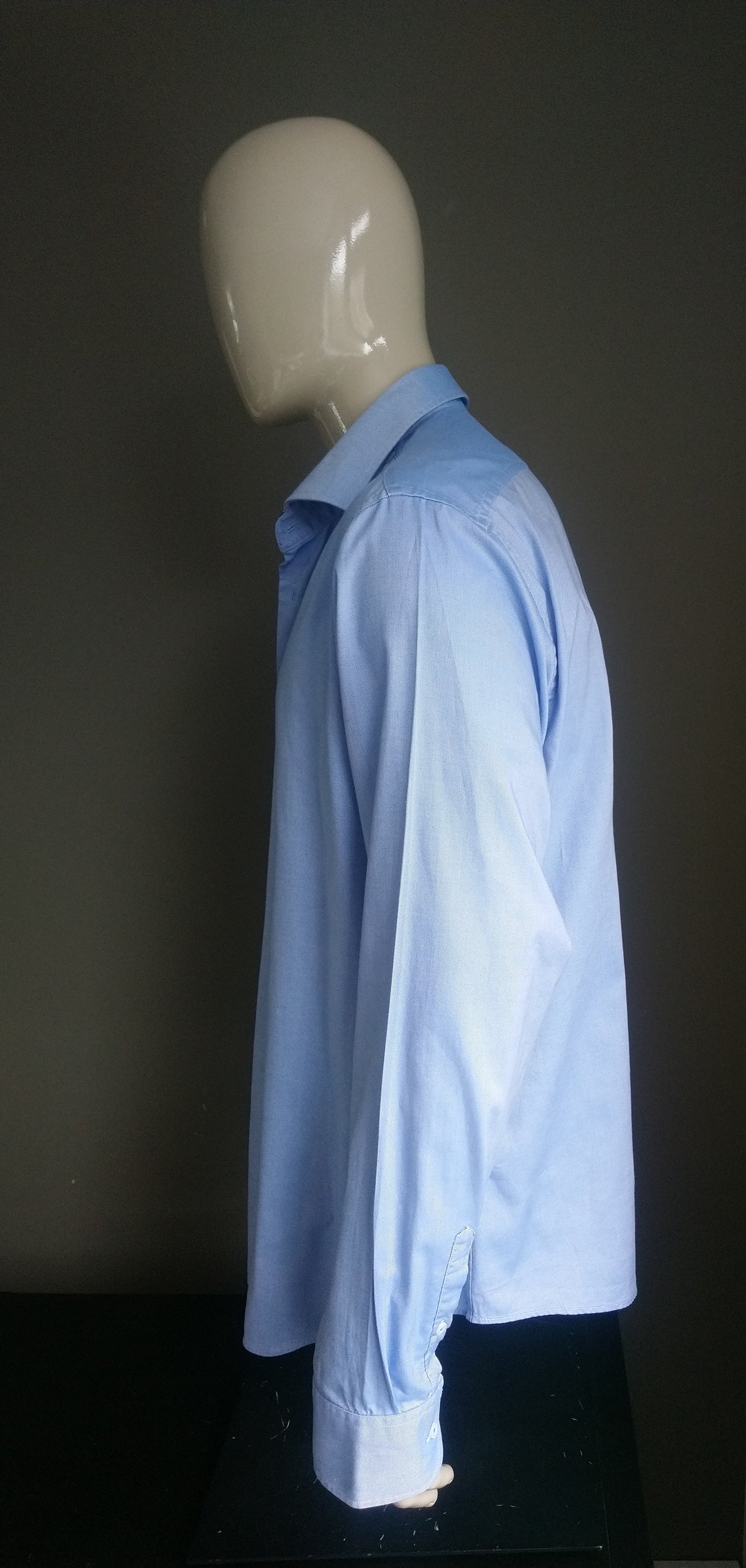 The Blue Print overhemd. Blauw Wit motief. Maat 3XL / XXXL.