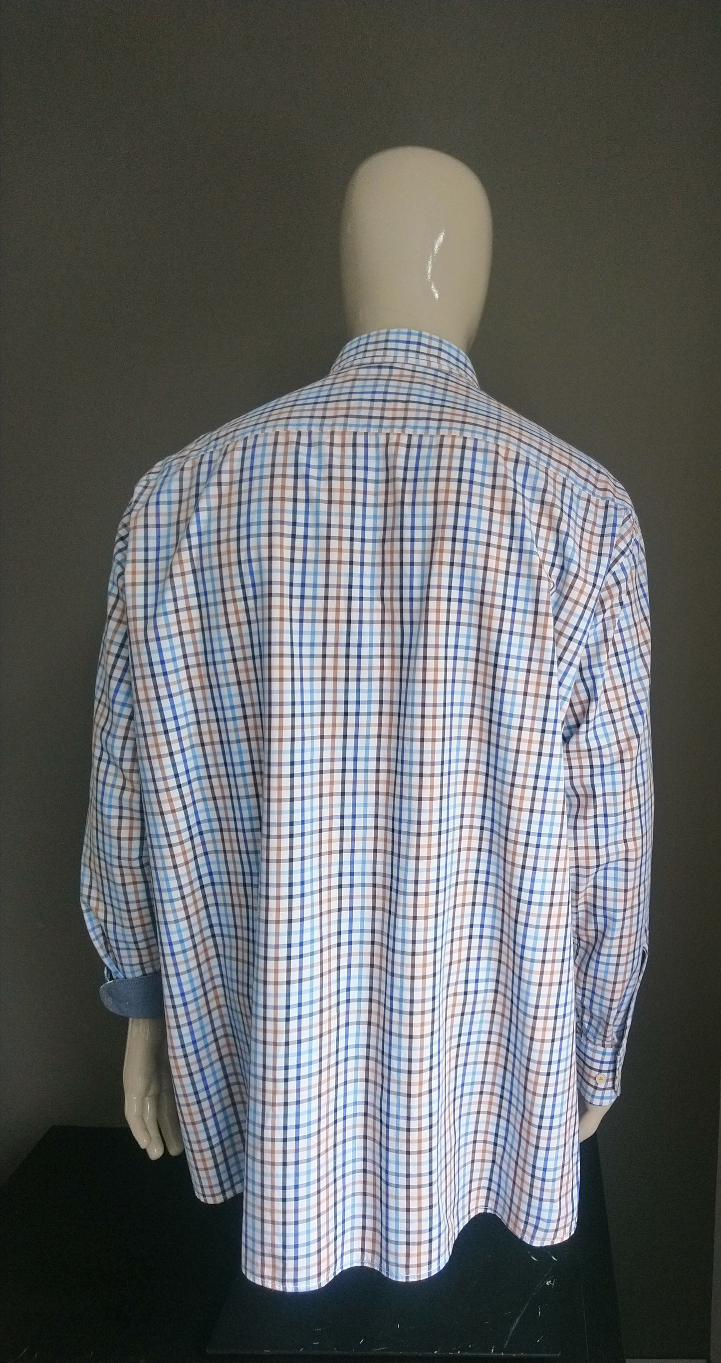 Casa Moda shirt. Blue white brown blocked. Size 3XL / XXXL.