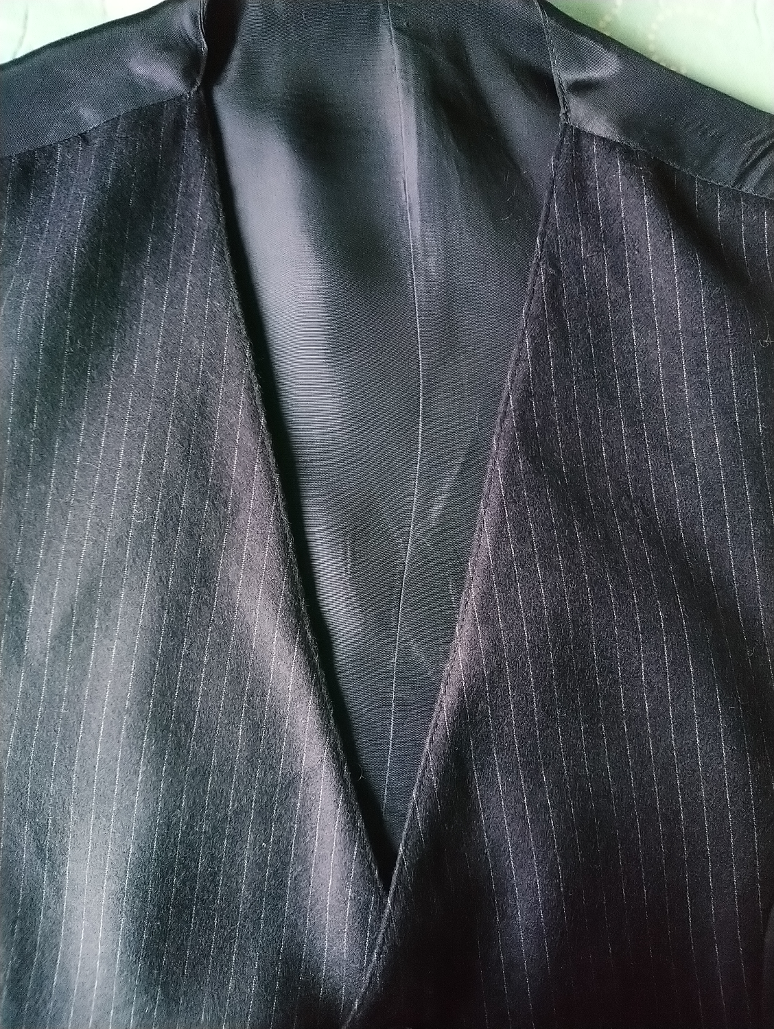 Wool waistcoat. Dark blue striped. Size L. # 212