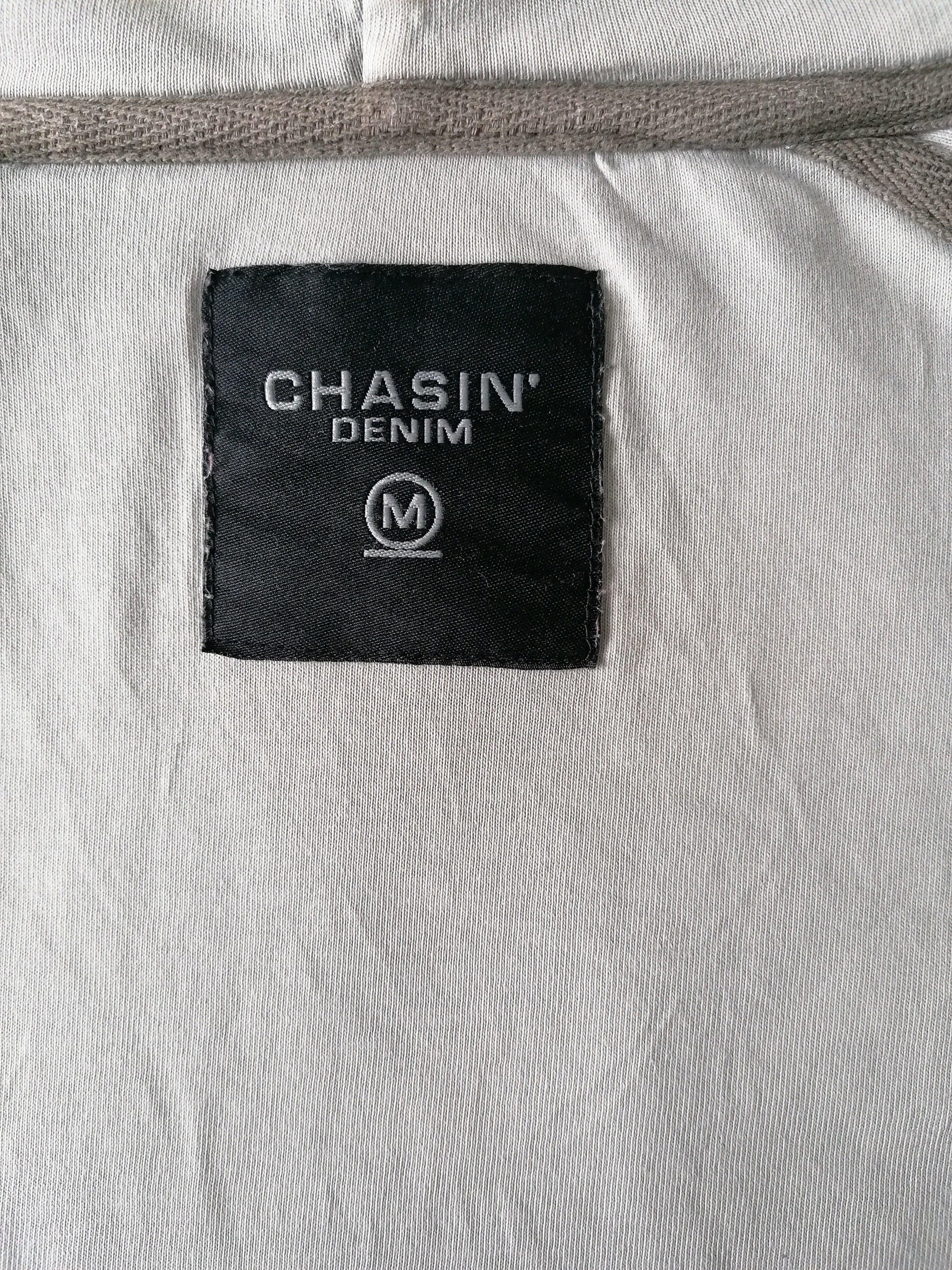 Chasin Vest met capuchon. Grijs met opdruk. Maat M. - EcoGents