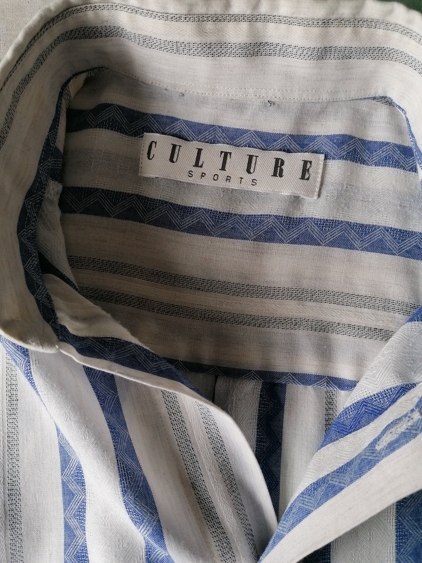 Culture Chemise à manches courtes Vintage. Bleu beige. Taille L