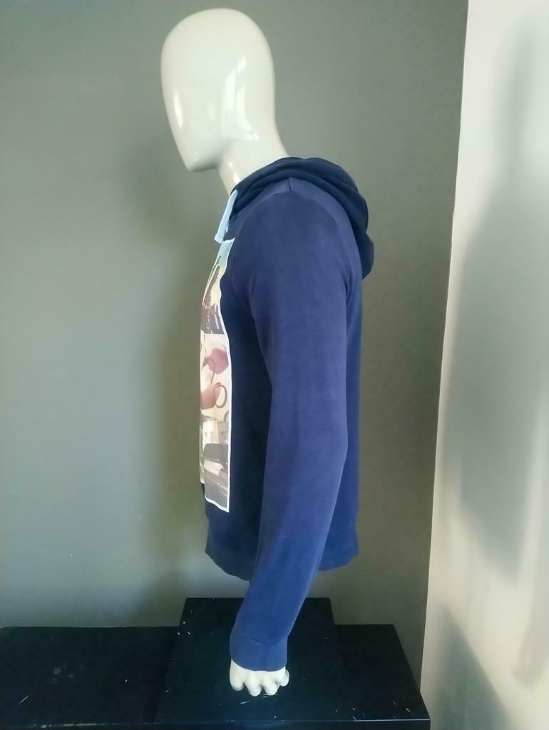 H M Hoodie. Dark blue with print. Size M. EcoGents