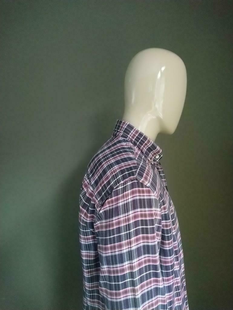 State of art shirt. Purple white brown checkered. Size L