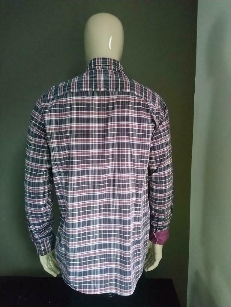 State of art shirt. Purple white brown checkered. Size L