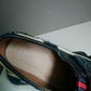 Zapatos de bote de cuero leonal. Azul oscuro / blanco. Tamaño 39.