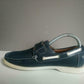 Zapatos de bote de cuero leonal. Azul oscuro / blanco. Tamaño 39.