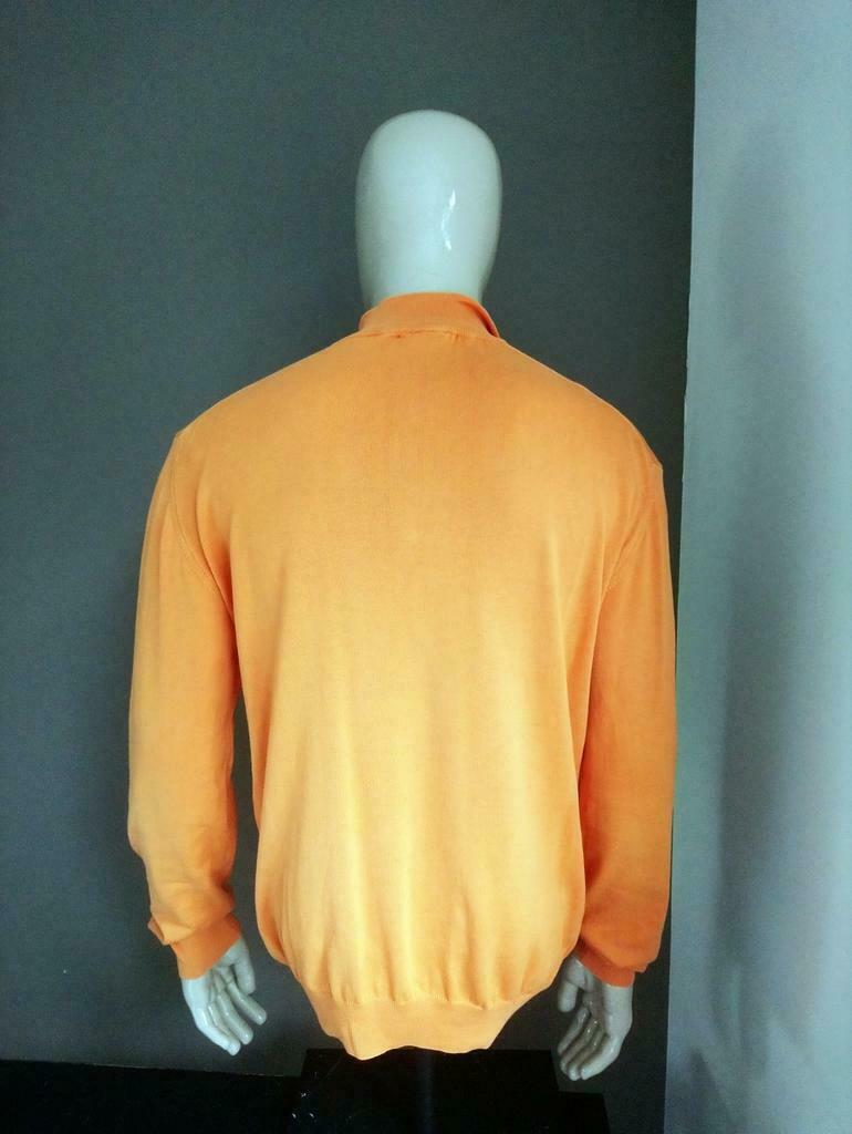 Ivy oxford sweater with zipper. Colored orange. Size XL.