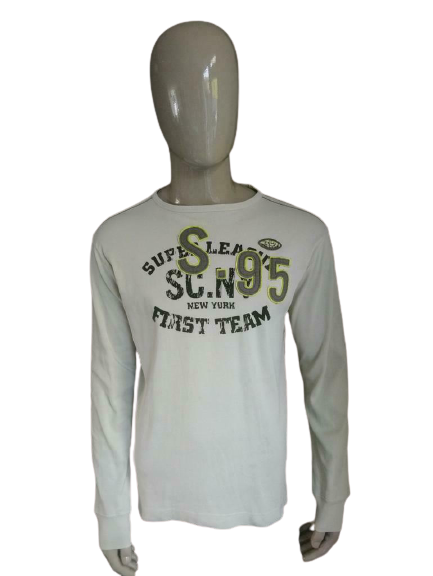 Manga larga Silvercreek. Beige con estampado. Talla M/L, talla grande