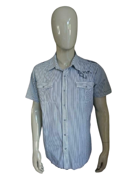 Cult edition shirt short sleeves. Gray white striped. Size XXL