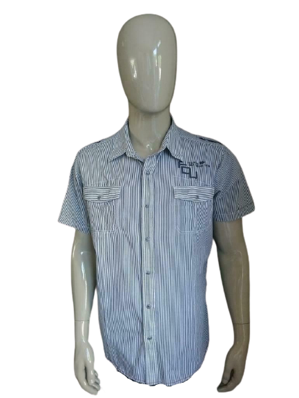 Chemise manches courtes Cult Edition. Rayé gris blanc. Taille XXL