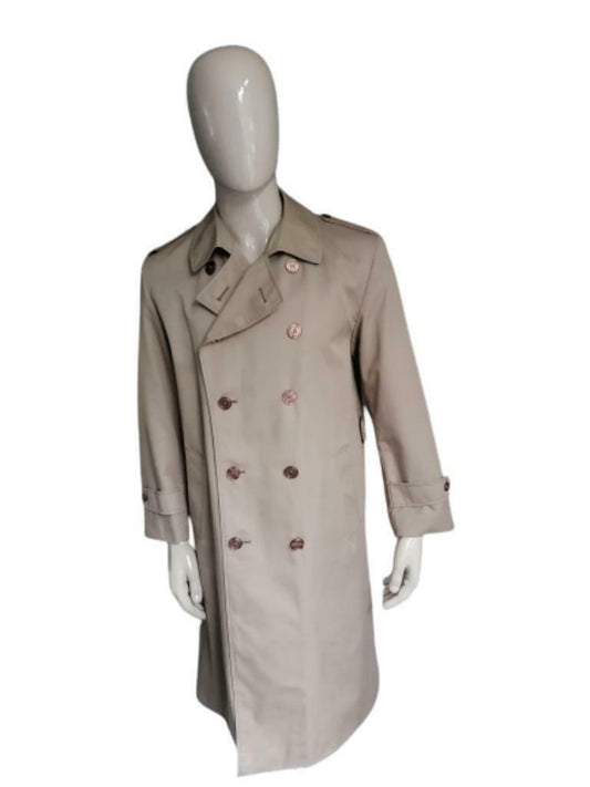 Vintage St.Michael 80's trench coat / long jacket. Beige colored. Size L.