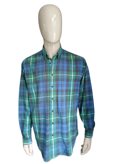Vintage Giordano-Hemd. Grün Blau Schwarz kariert. Größe XL. Dickerer Stoff.