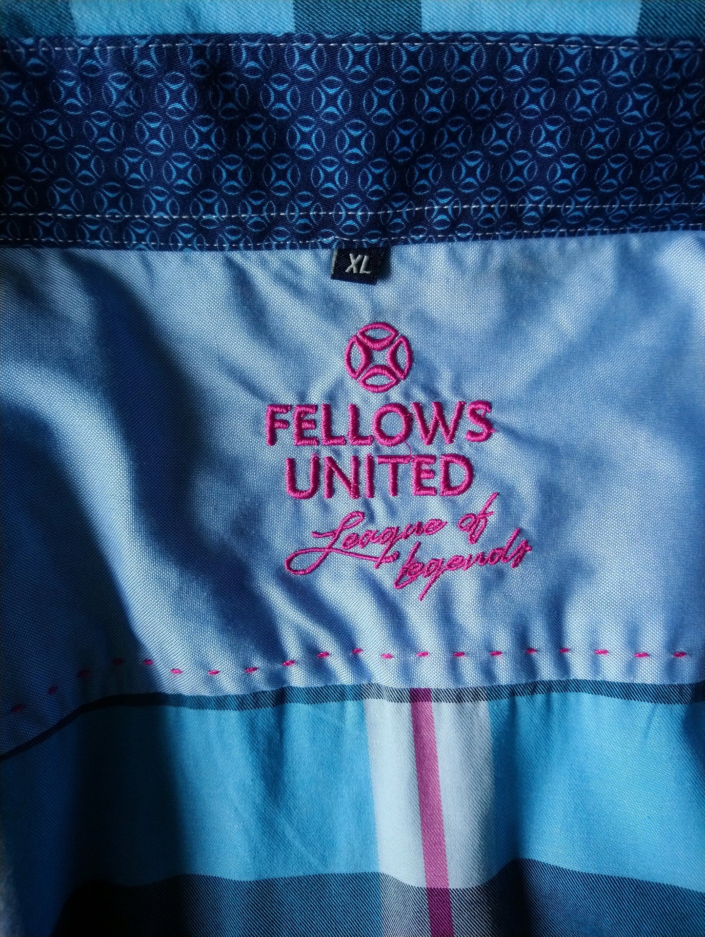 Fellows United overhemd. Blauw Roze geruit. Maat XL.