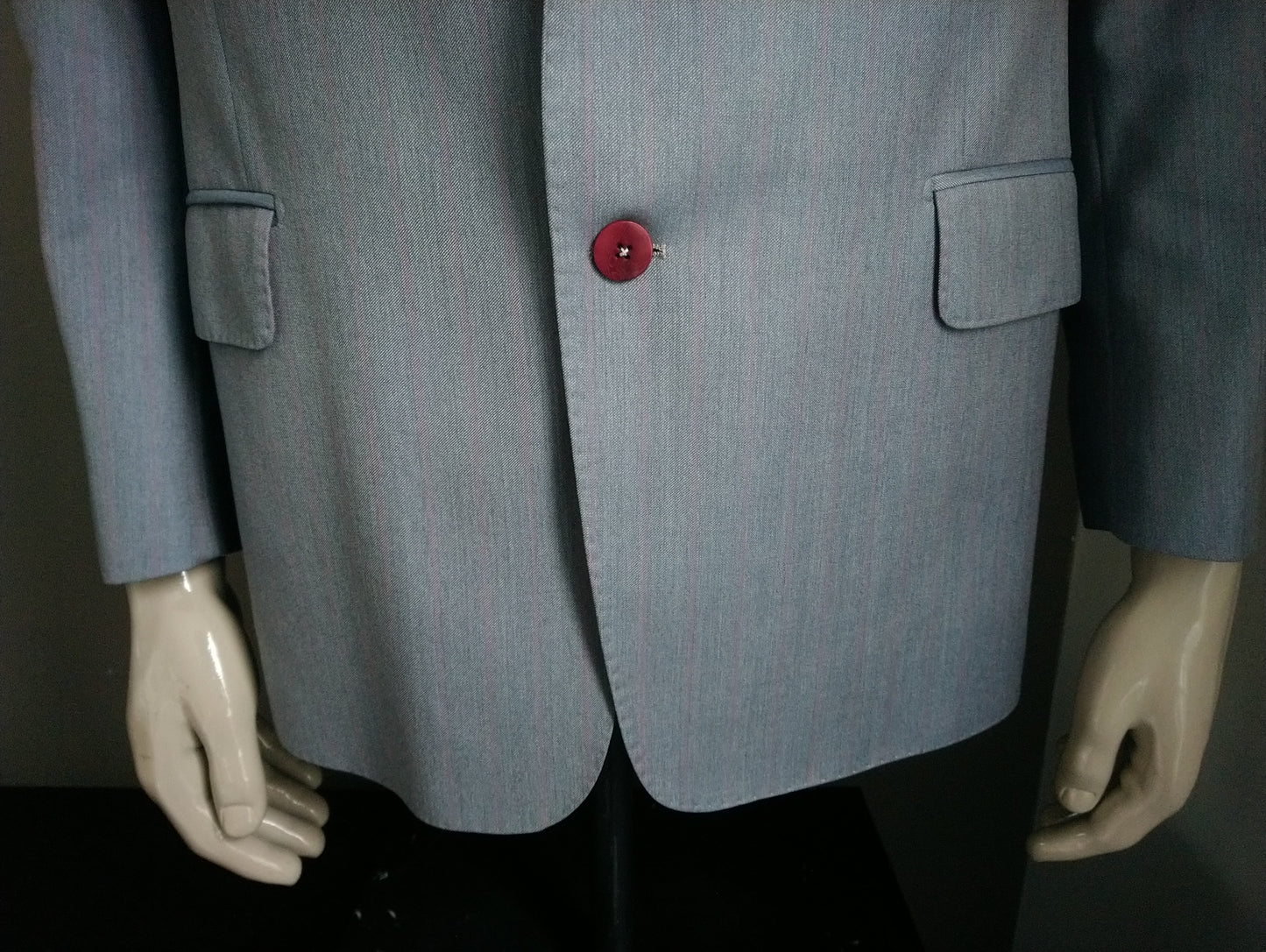 Giacca di lana di Scabal Super 100. Strisce rosa grigio. Dimensione 26. (52 / L.)