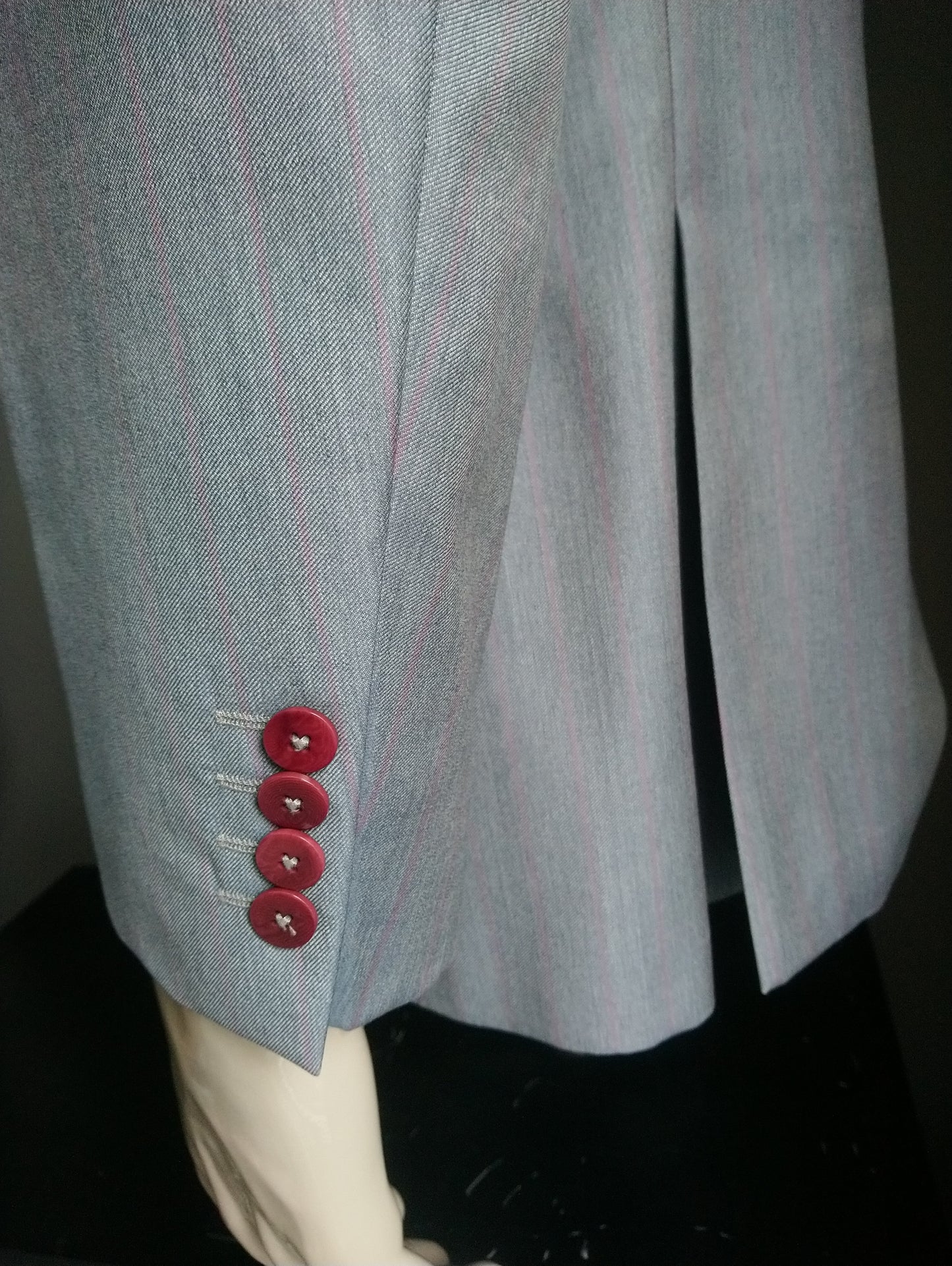 Scabal Super 100's woolen jacket. Gray pink striped. Size 26. (52 / L.)