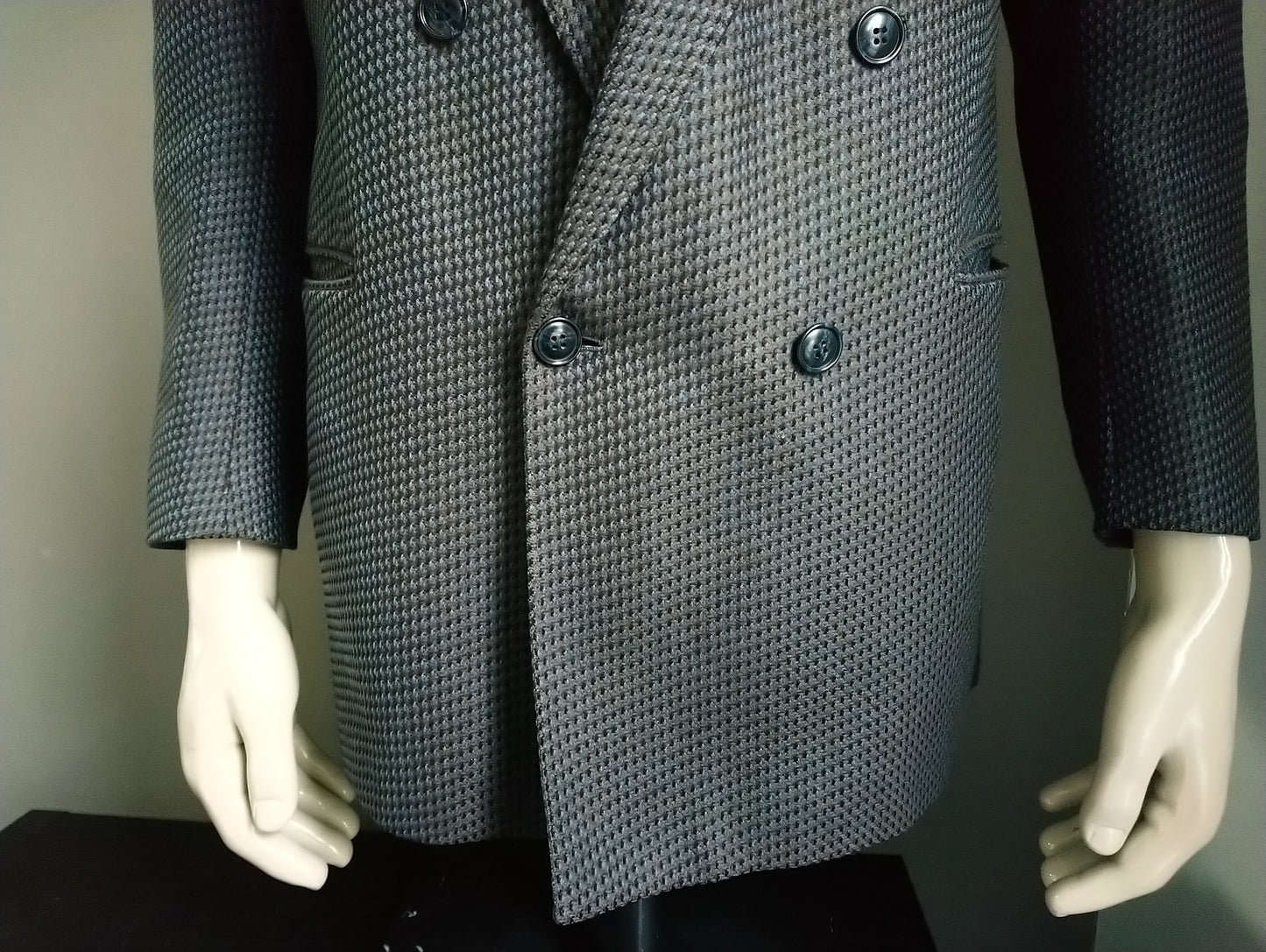 Wilvorst Double Breasted jacket. Brown blue black motif. Size 50 / M.