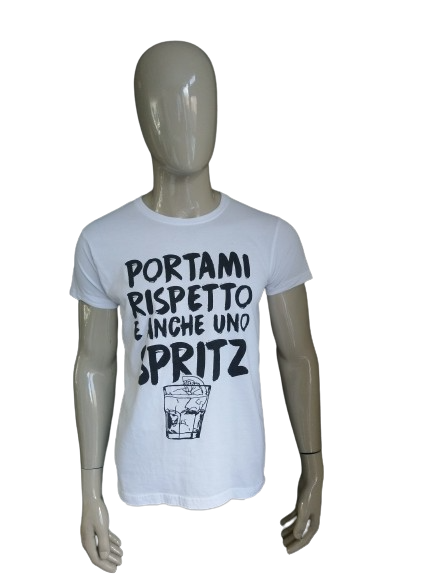 Narciso ready to wear shirt. Wit met opdruk. Maat L.
