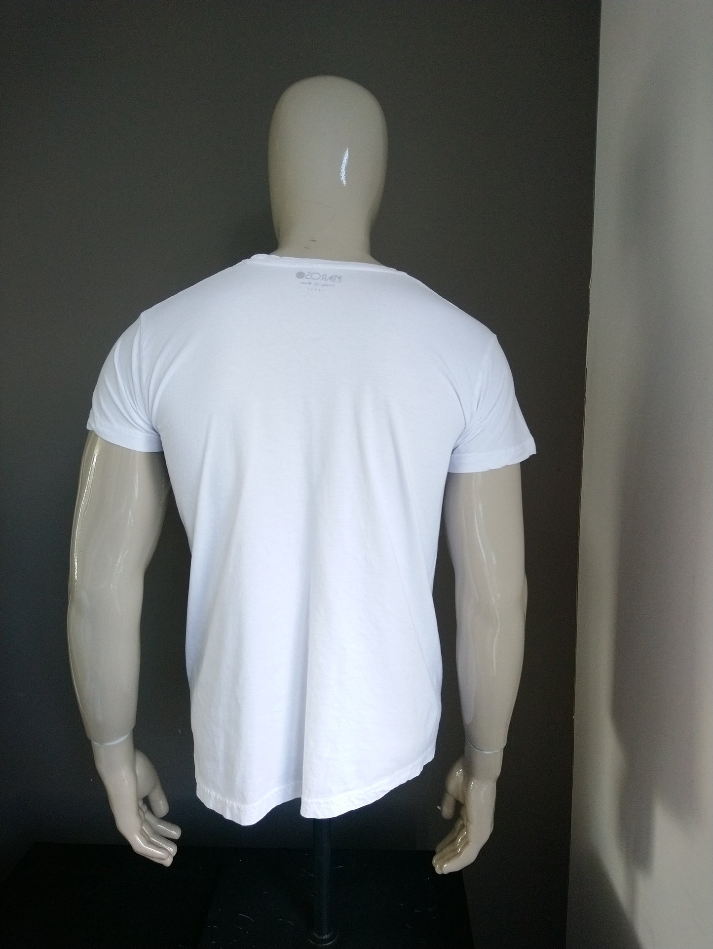 Narciso ready to wear shirt. Wit met opdruk. Maat L.