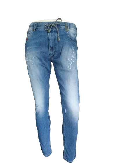 Diesel Denim Sweat Pants jeans. Blauw gekleurd. Maat W32 - L32. type Krooley. Elastische band taille.