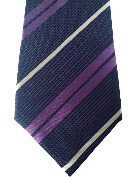Zara man tie. Purple white motif. 100% silk.