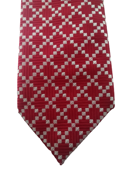 Segni & Disegni tie. Red white motif. 100% silk.