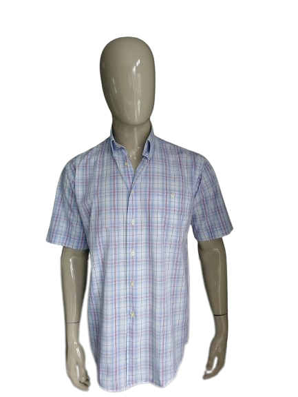 Sangan shirt short sleeve. Red blue white checkered. Size M.