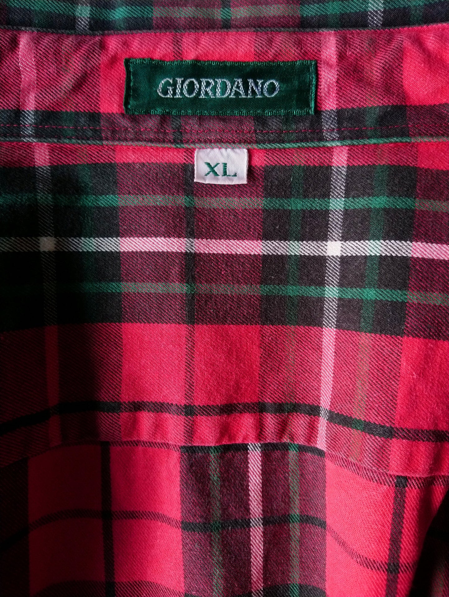 Camisa de Giordano vintage. Red Green a cuadros. Un poco de tela más gruesa. Tamaño xl.