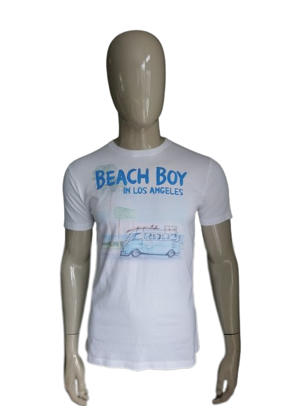 MC2 Saint Barth shirt. "Beach Boy". White with print. Size M.